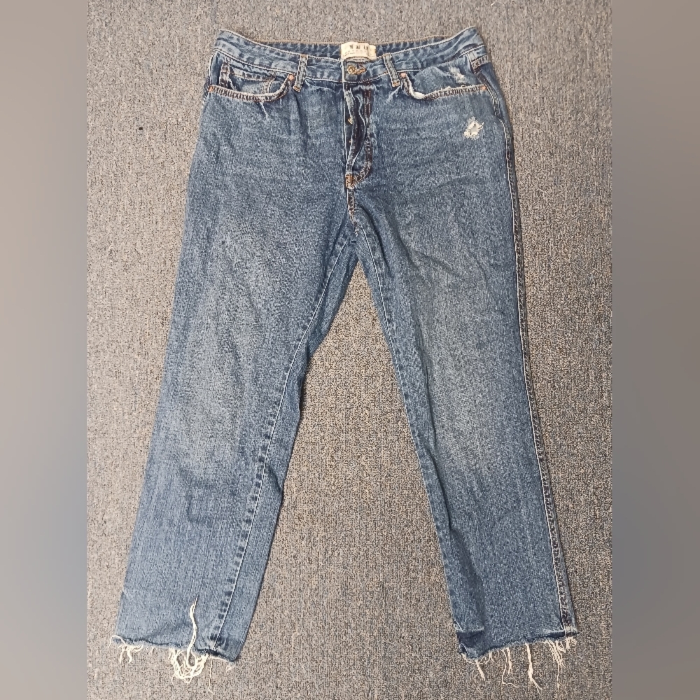 We The Free High-Rise Straight Leg Blue Denim Jeans